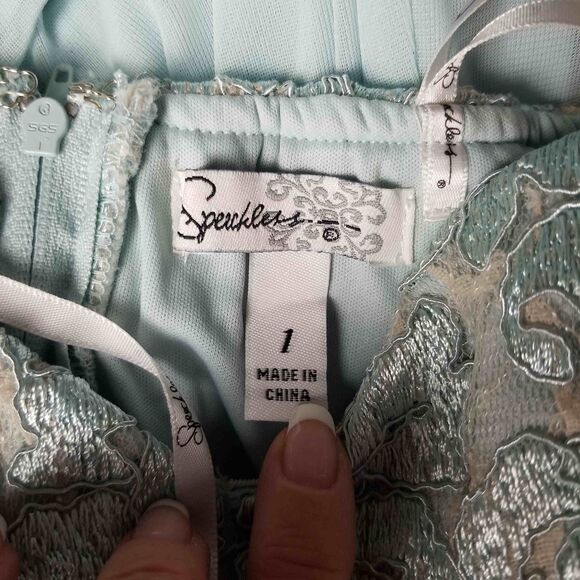 Formal Strapless Lace Sparkle Sequin Baby Blue Long Chiffon Gown Maxi Dress NEW! - Picture 11 of 13